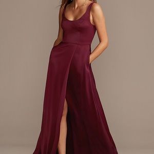 David’s Bridal Satin Scoop Tank Bridesmaid Dress
